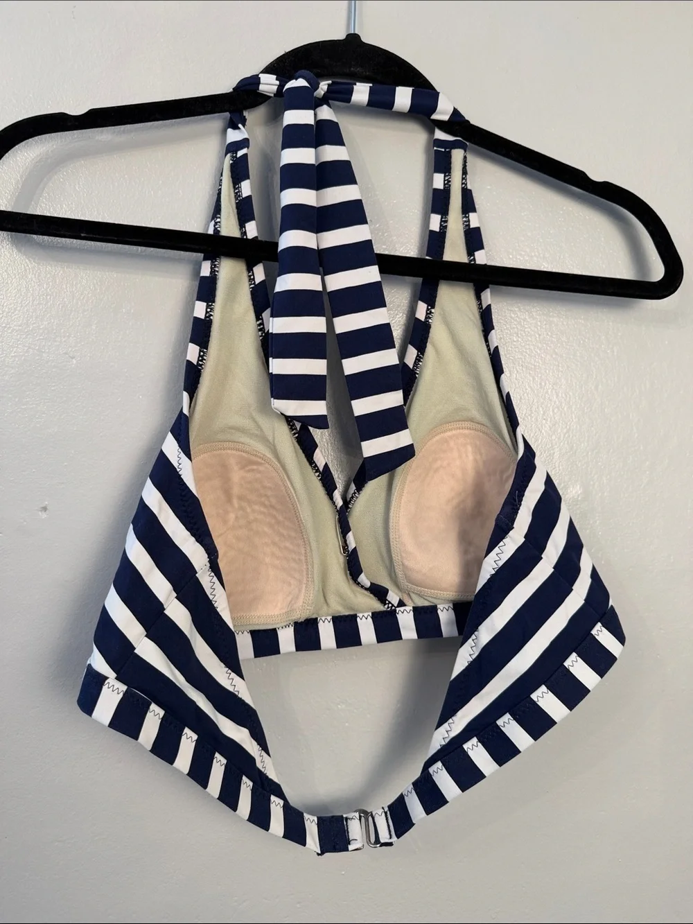 Garnet Hill Lavender and White Striped Bikini Top size 10